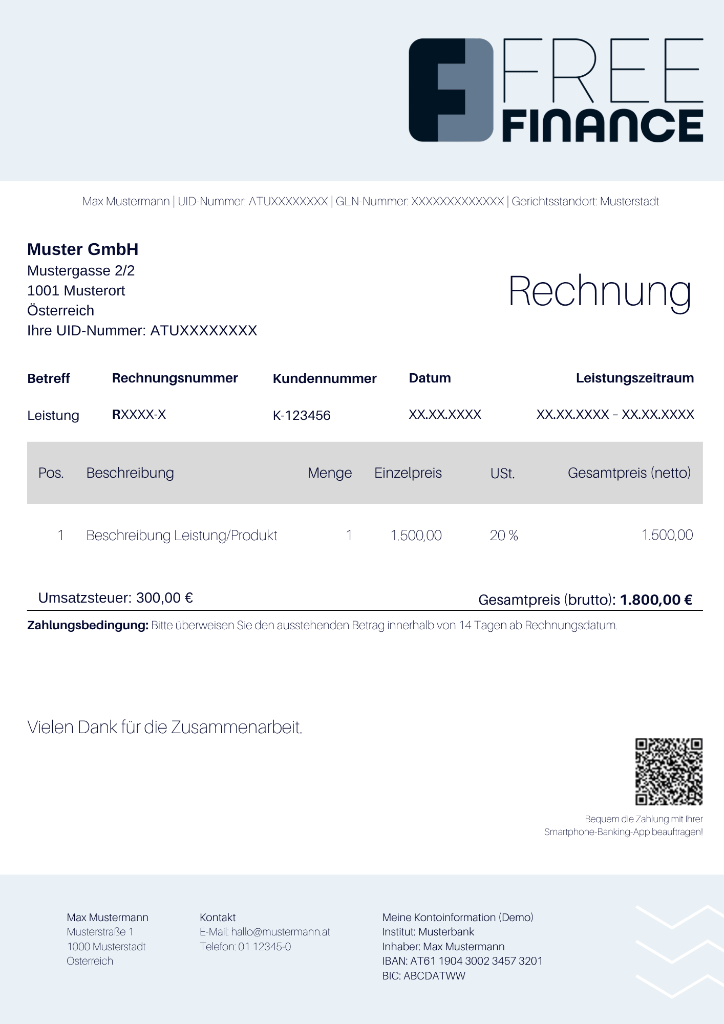 Rechnungsmuster Ausgangsrechnung